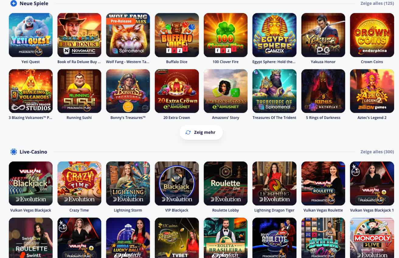 Spielangebot in Casinos ohne Verifizierung